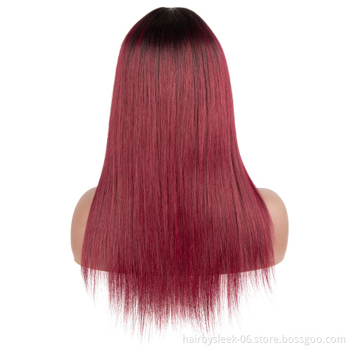 20inches Wholesale straight hair wig Machine made Wig Straight Brazilian Virgin Hair Closure Human Hair Wigs For Black Woman